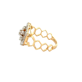 18k Yellow Gold and Diamond Hexagon Band Fancy Ring in size 5.5 and total gold weight of 3.28g